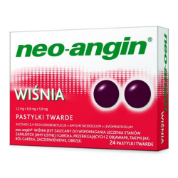 NEO-ANGIN Tabletki do ssania o smaku wiśniowym 24 pastylki
