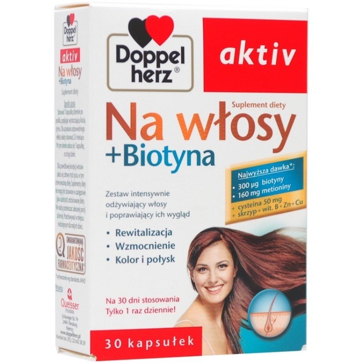 Doppelherz Aktiv Na włosy + Biotyna 30kapsułek