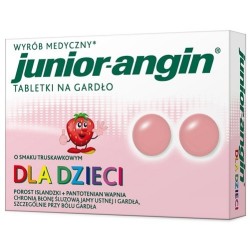 Junior-angin 36 tabletek do ssania dla dzieci o smaku truskawkowym