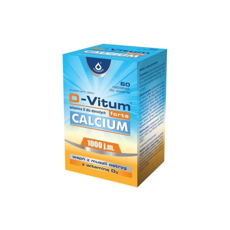 D-Vitum Forte Calcium 1000 j.m. witamina D dla dorosłych 60 tabletek do ssania