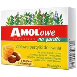 AMOLowe ziołowe pastylki do ssania z miodem i witaminą C 16 pastylek
