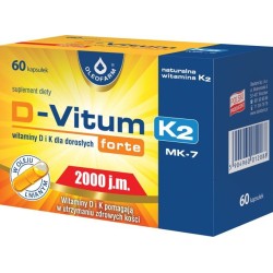 D-Vitum Forte 2000 j.m. + K2 (MK-7) Witaminy D i K dla dorosłych 60 kapsułek