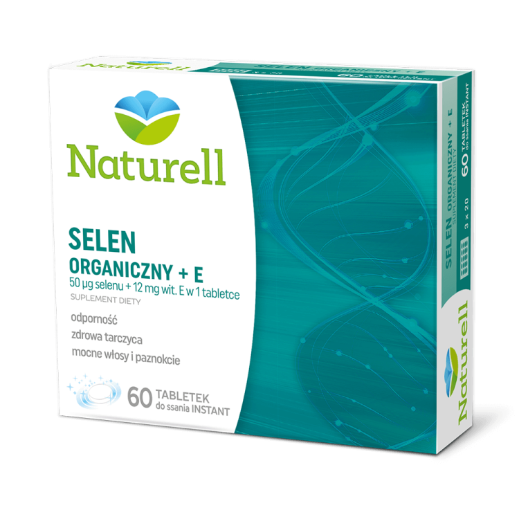 NATURELL Selen organiczny + E x 60 tabl. do ssania