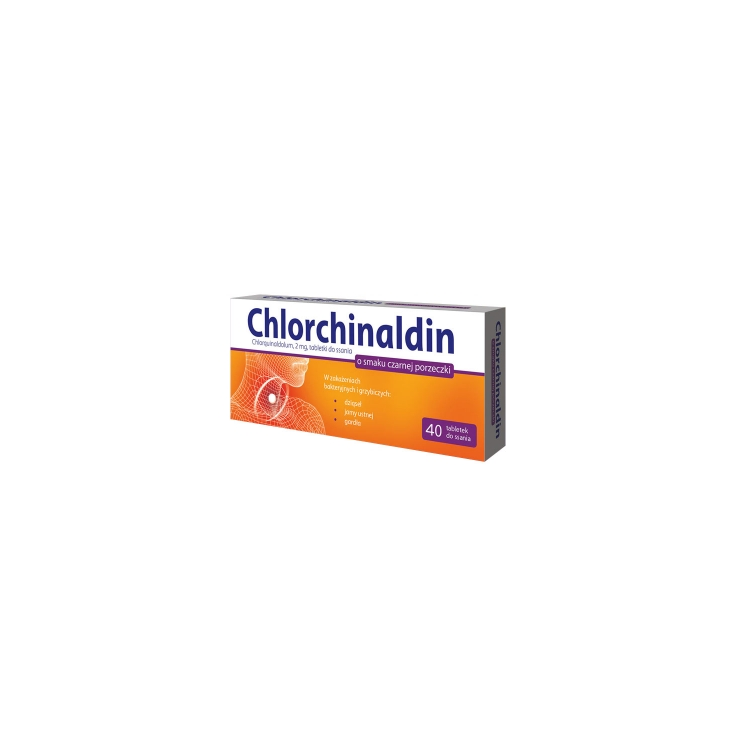 Chlorchinaldin 40 tabletek do ssania - o smaku czarnej porzeczki