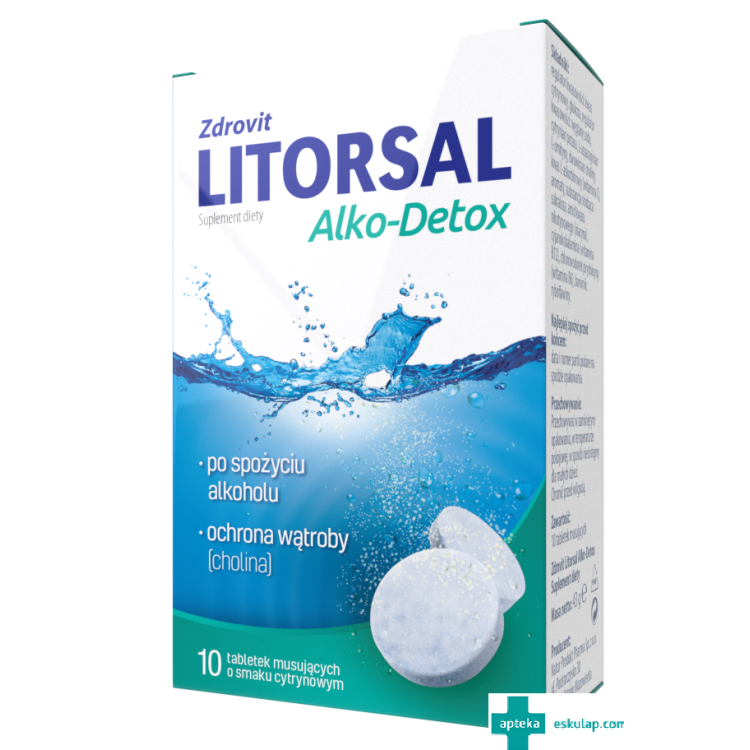 ZDROVIT Litorsal Alko Detox 10 tabletek musujących o smaku cytrynowym