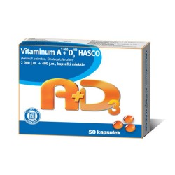 Vitamina A+D3 (2000j.m.A + 400j.m.D3) 50 kapsułek (Hasco) Uwaga data ważności 30.09.2022r.!!!