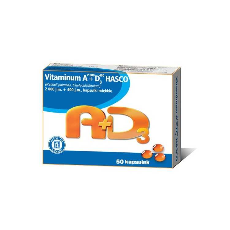 Vitamina A+D3 (2000j.m.A + 400j.m.D3) 50 kapsułek (Hasco)