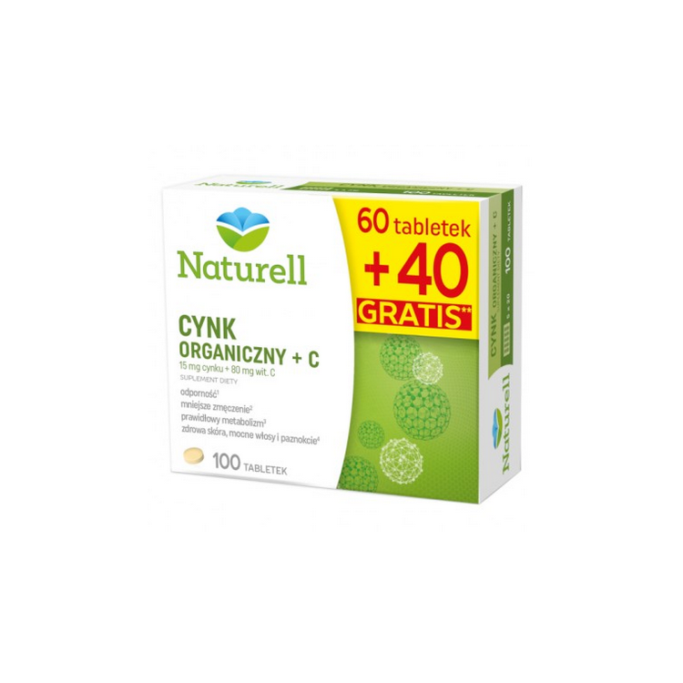 NATURELL CYNK organiczny + witamina C 100 tabletek