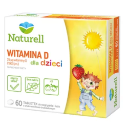 Witamina D dla dzieci 60 tabletek do żucia i rozgryzania o o smaku waniliowo-truskawkowym Naturell