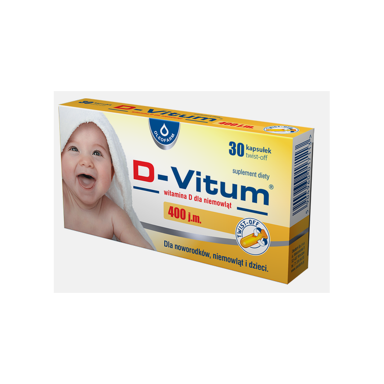 D-Vitum witamina D dla niemowląt 400 j.m. 30 kapsułek twist-off