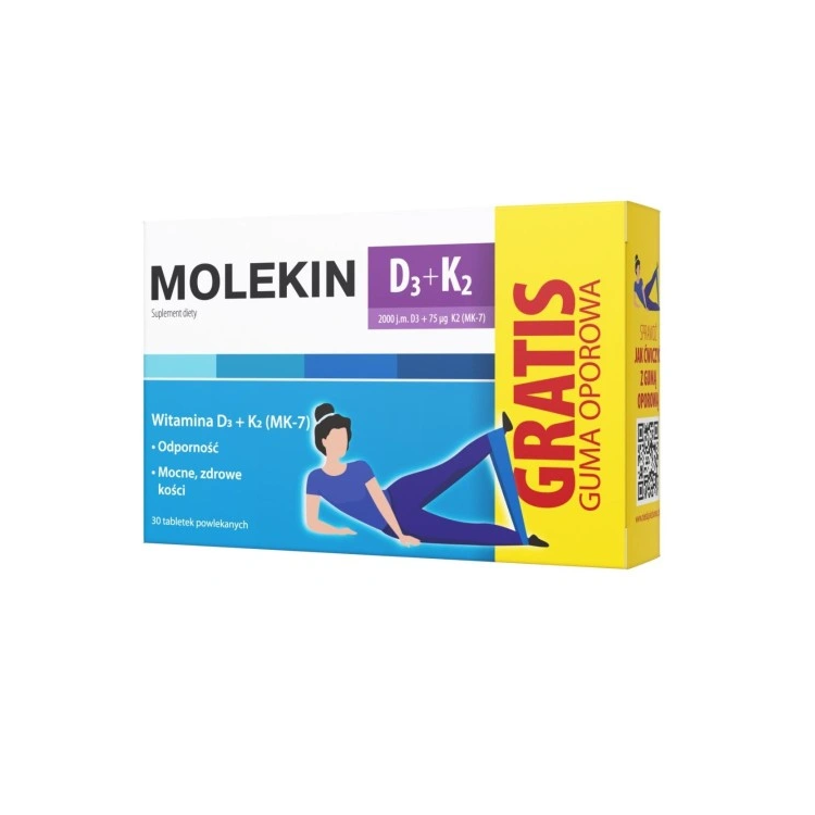 Molekin D3+K2 - 30 tabletek + Guma Oporowa