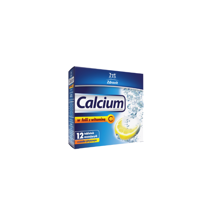 ZDROVIT Calcium w folii z witaminą C 12 tabletek musujących
