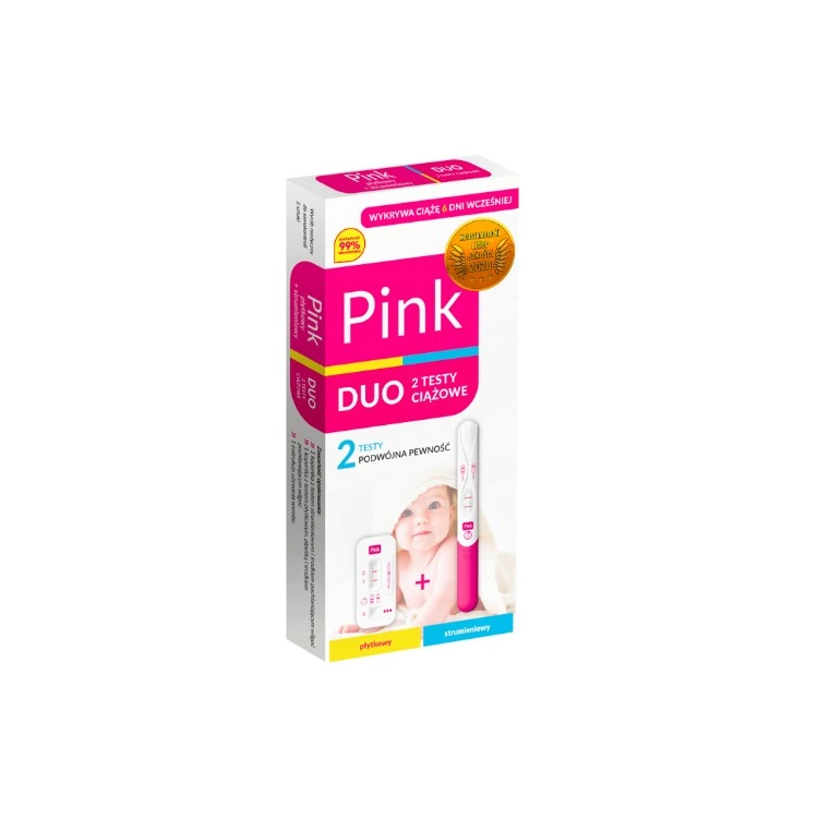 PINK DUO podwójny test ciążowy płytkowy i strumieniowy 2szt