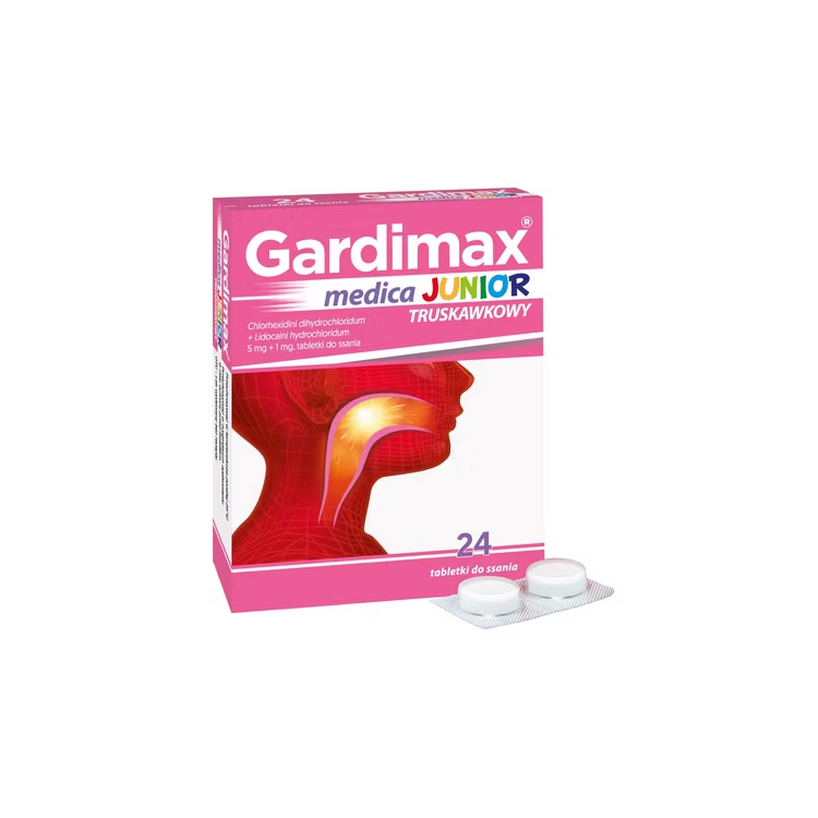 Gardimax medica Junior smak truskawkowy 24 tabletki do ssania