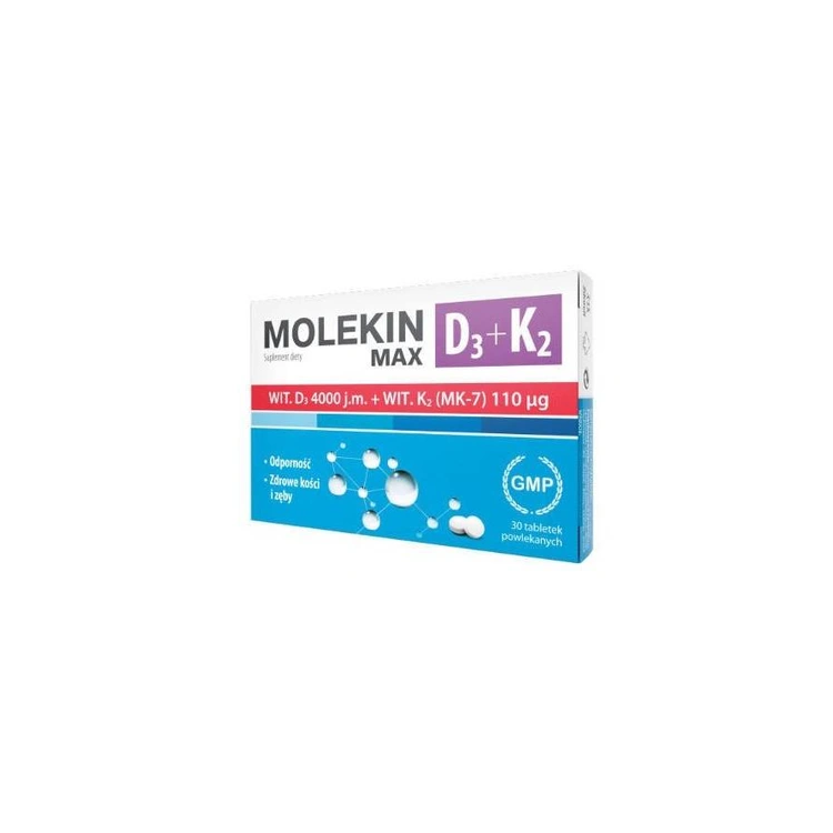 Molekin Max D3+K2 30 tabletek UWAGA data ważności 30.11.2023r.!!!