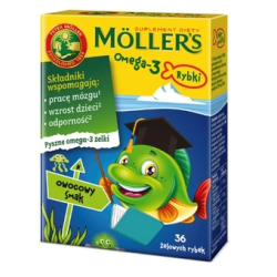 Tran MOLLERS omega-3 rybki żelki o smaku owocowym 36 sztuk