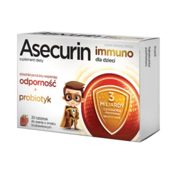 Asecurin Immuno dla dzieci 30 tabletek do ssania smak truskawkowy