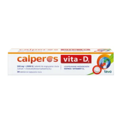 Calperos Vita-D3 500 mg + 2000 IU -30 tabletek do rozgryzania i żucia