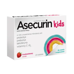 Asecurin Kids 20 tabletek do ssania i rozgryzania, smak truskawkowy