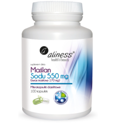 Aliness Maślan Sodu 550 mg (Kwas masłowy 170 mg) x 100 VEGE kaps.