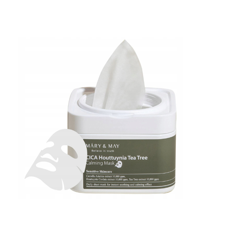 Mary&May, Cica Houttuynia Tea Tree Calming Mask, Zestaw kojących masek do twarzy 30 szt.