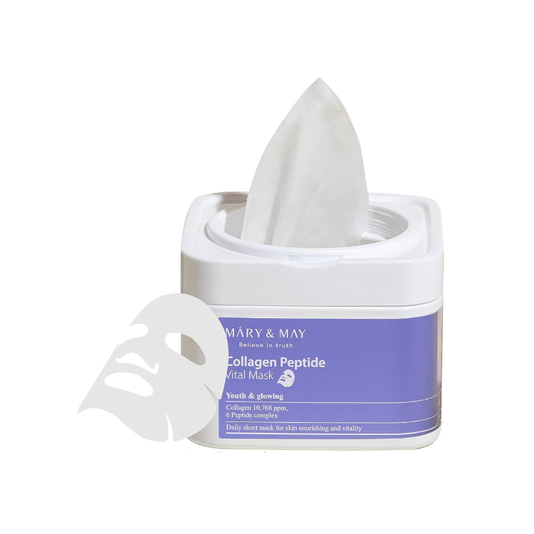 Mary&May Collagen Peptide Vital Mask Zestaw ujędrniających maseczek do twarzy 30 szt.