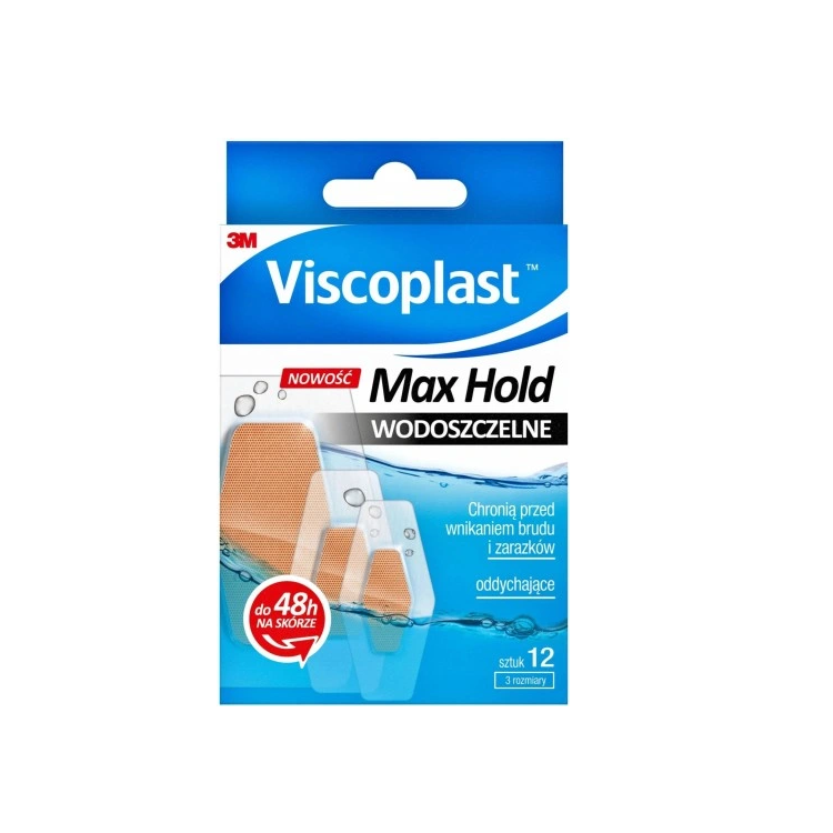 VISCOPLAST MAX HOLD Zestaw wodoszczelnych plastrów 12 sztuk