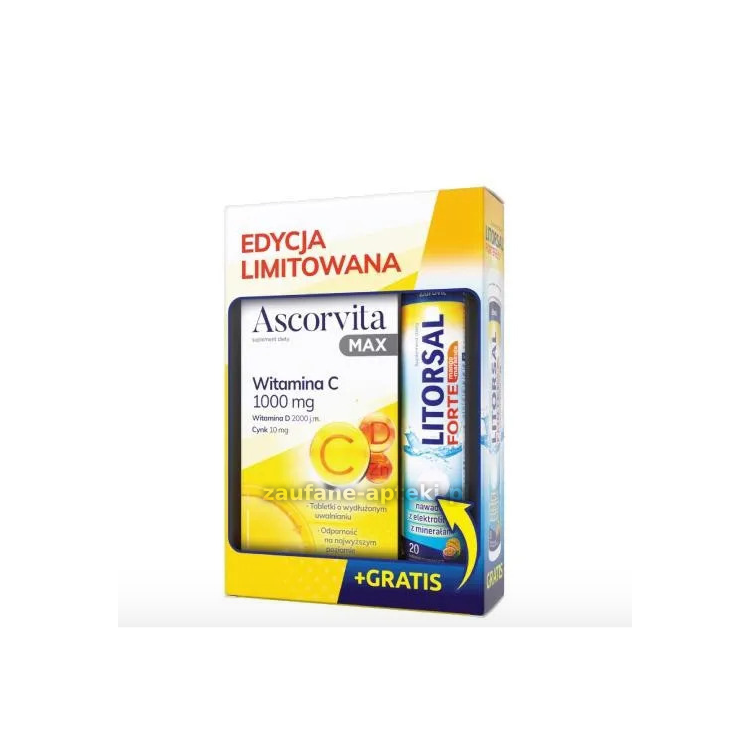 Ascorvita MAX 30 tabletek + Litorsal Forte Mango-Marakuja 20tabl musujących