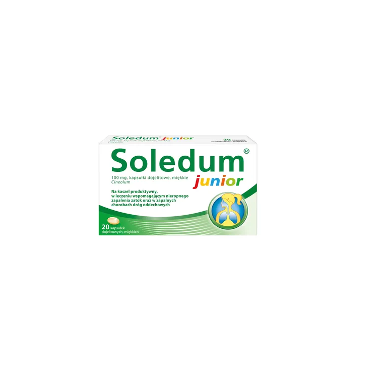 Soledum Junior 100 mg 20 kapsułek dojelitowych miękkich