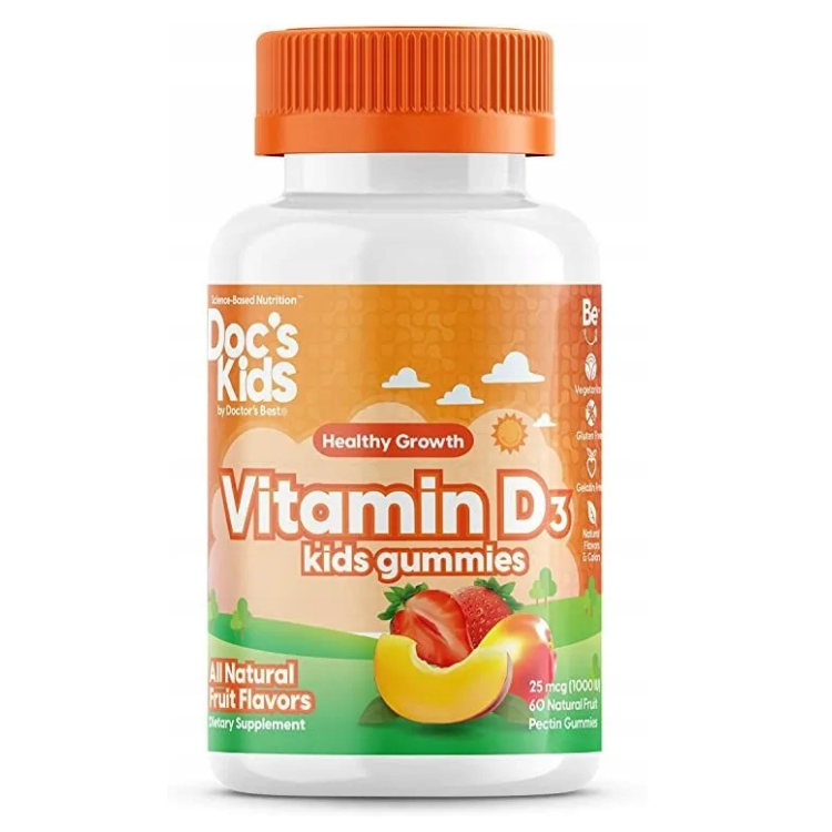 Doctor's Best - Witamina D3 Kid's Gummies Fruit Flavours 60 żelek