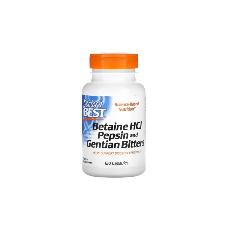 Doctor's Best Betaine HCl Pepsine and Gentian Bitters 120 kapsułek