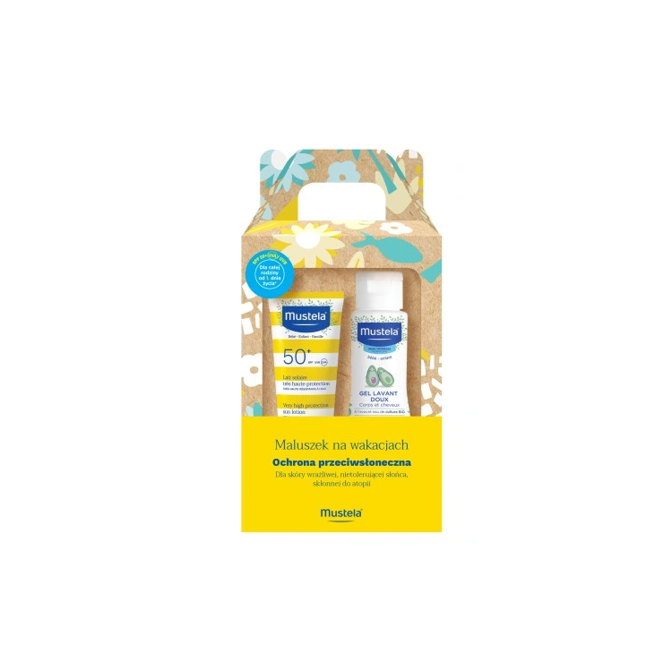 Mustela Bebe Zestaw Mleczko do twarzy SPF50+ 40ml + Delikatny żel do mycia 100ml