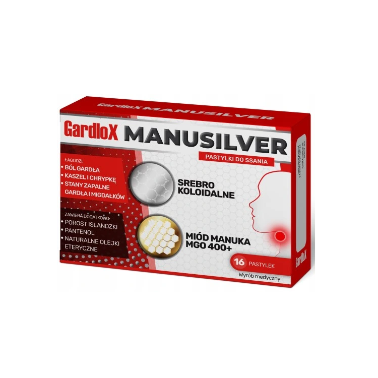 Gardlox Manusilver pastylki do ssania 16 sztuk Gardlox Manusilver pastylki do ssania 16 sztuk